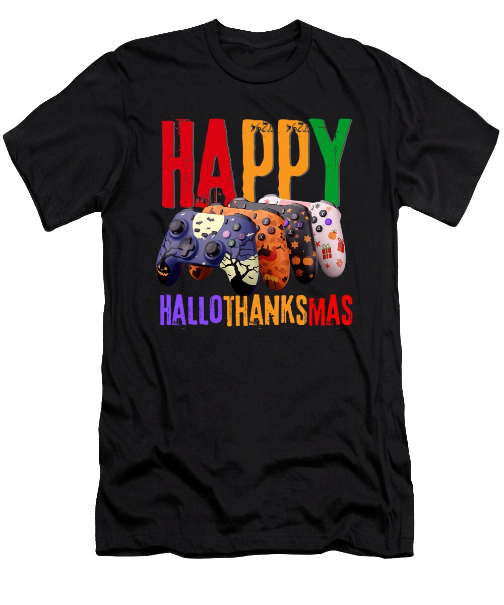 2 Happy Hallothanksmas Halloween Thanksgiving Studi Alex T-Shirt