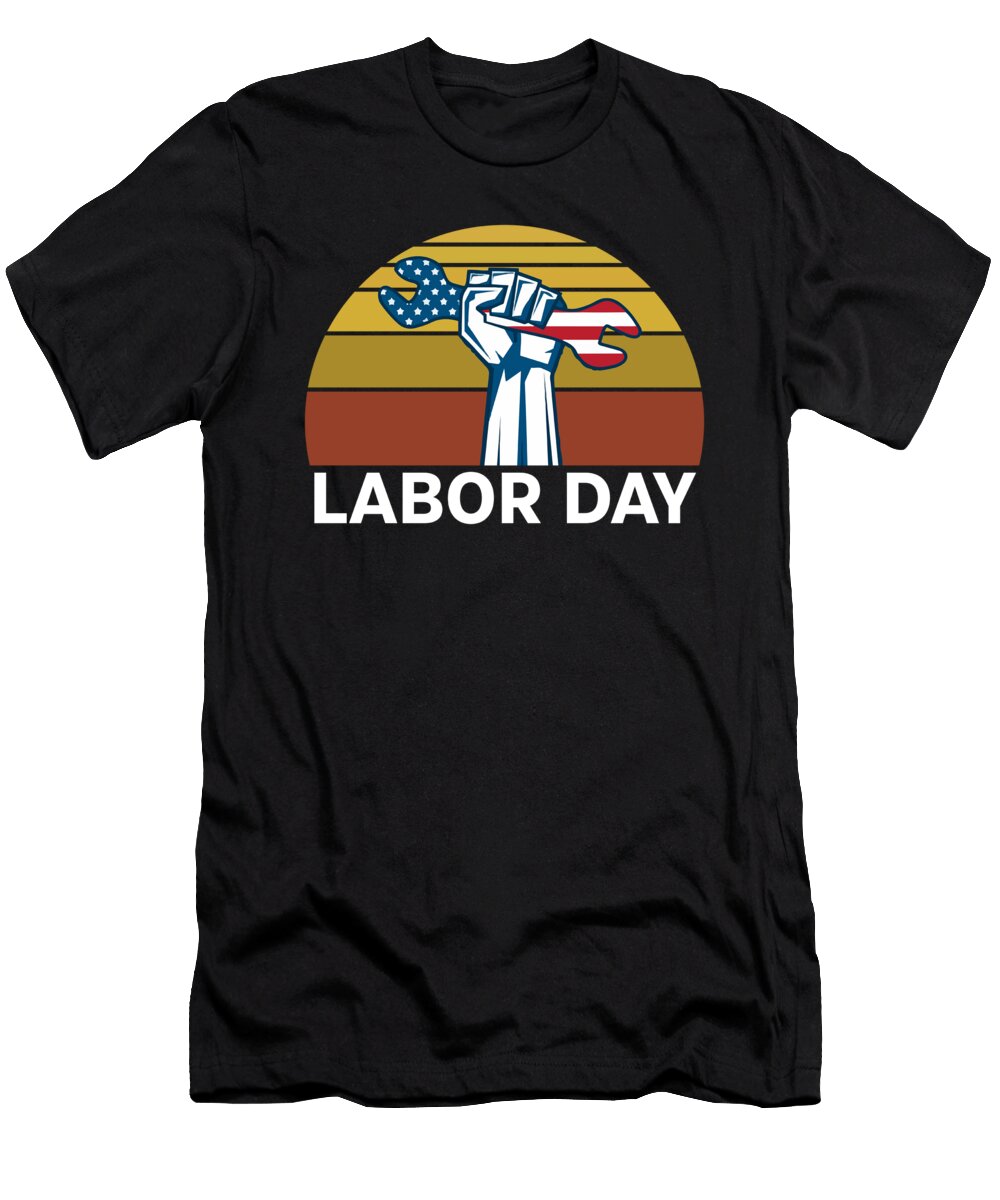 6 Happy Labor Day Retro Sunset Hands with Tools Licensed Art T-Shirt