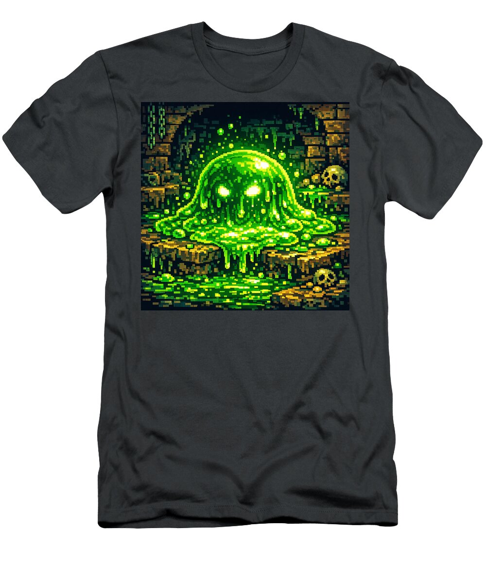 Glowing Green Slime Monster Johann Solovev T-Shirt
