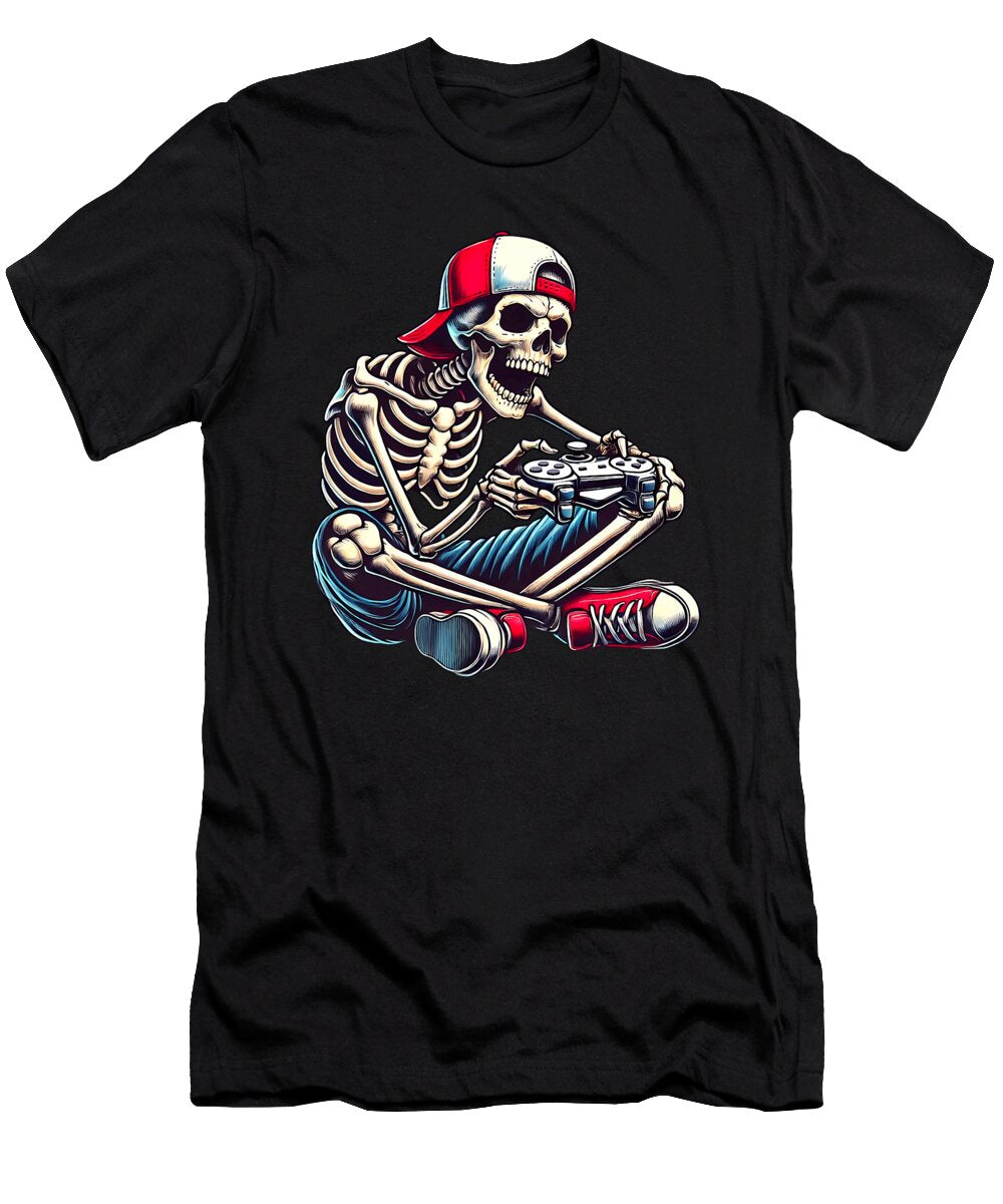 Halloween Skeleton Gamer Video Gaming Boys Men Studi Alex T-Shirt