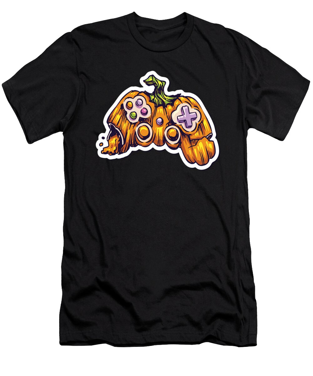 Pumpkin Joystick Controller Gamer Moon T-Shirt