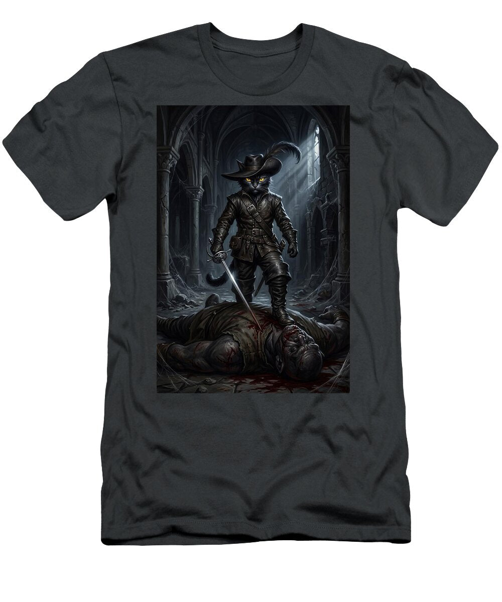 Puss in Boots Duelist Dark Fairytale Ogre Slayer Titan Lore Co T-Shirt