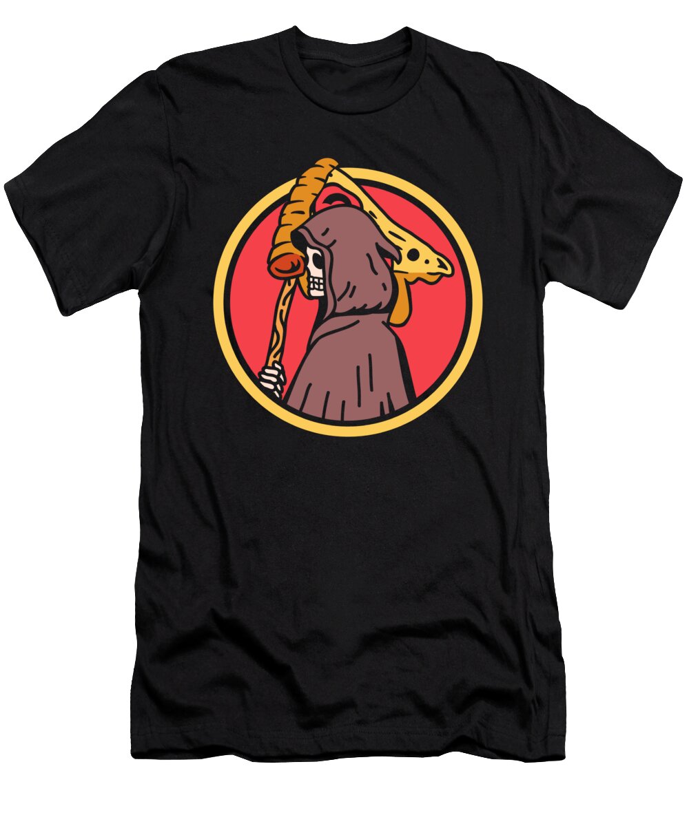 Retro Halloween Pizza Lover Ghost Grim Reaper Toms Store T-Shirt