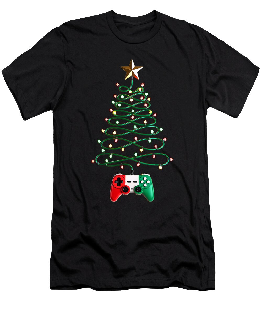 Video Game Controller Gamepad Christmas Tree Natalie Lidford T-Shirt